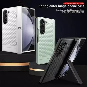Невидимый боковой кронштейн Чехол с пружинным шарниром Защитная пленка для Samsung Galaxy Z Fold 6 5 Металлический держатель-подставка Противоударный складной складной пакет Samsung Z Fold 6 армия зеленый