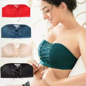 Невидимый бюстгальтер без бретелек Бюстгальтер со сборками Нескользящее свадебное нижнее белье с обернутой грудью 32A
