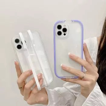 Невидимый чехол-держатель-подставка для iphone 11 12 13 Pro Max X XR XS Max 7 8 Plus, прозрачные чехлы для мобильных телефонов «два в одном», чехол-кронштейн iPhone XR