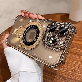 Невидимый чехол-подставка Magsafe для iPhone 16 Pro Max 15 Pro с покрытием и подушкой безопасности Magsafe для iPhone 14 13 12 11 X Xs Max Xr iPhone X / XS чёрный