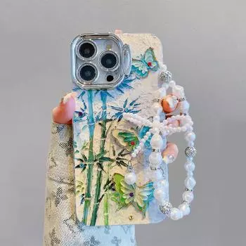 Невидимый держатель объектива Чехол для телефона для iPhone 15 Pro Max 11 12 13 Pro Max 15Plus 12pro 14pro Модный красочный узор с цветами и бабочками Задняя крышка for iphone 11 розовый