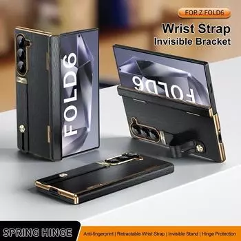 Невидимый кронштейн для Samsung Galaxy Z Fold 6, чехол, выдвижной ремешок на запястье, защитная крышка с пружинным шарниром Plastic&Samsung Z Fold 6 зелёный