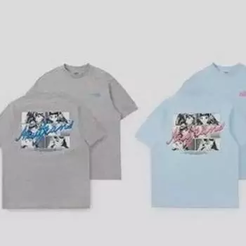 Newjeans Up T-shirt Grey/sky Blue