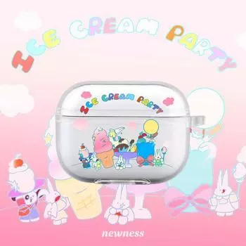 Newness Cone Party Glitter Soft Case Protective Cover AirPods 1/2 Generation Pro Bluetooth Earbuds Case Pro transparent soft case without pendant