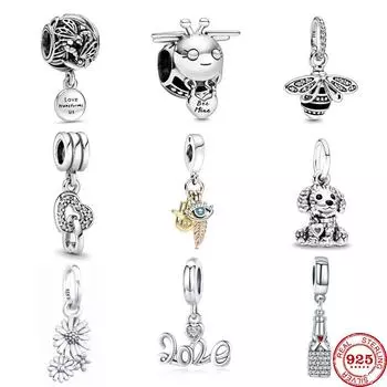 Newst розовые и синие бусины с цветком ромашки Bee Mine Cham подходят оригинальные подвески-подвески из серебра 925 пробы браслет DIY женские ювелирные изделия