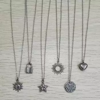 Невыцветающее ожерелье из нержавеющей стали в форме солнца, замка, любви и звезды для женщин