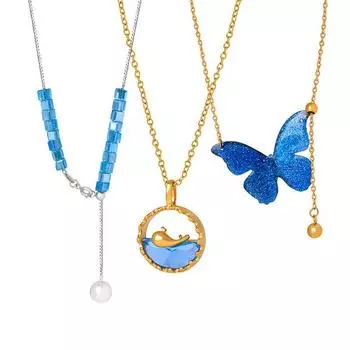 Невыцветающие ювелирные изделия Ожерелье-бабочка Стеклянное ожерелье-животное Дельфин Цепочка на ключицу Ювелирные изделия из титановой стали