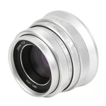 NEWYI 25 мм F1.8 Mark II Оптическое стекло Серебристый Большая апертура Фиксированный фокус Ручной пейзаж Гуманистический M4/3 Port серебряный