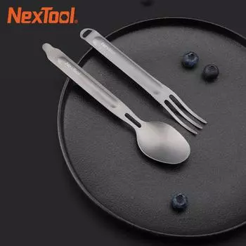 Nextool уличная титановая вилка, ложка для приготовления пищи, титановая ложка, столовые приборы, набор столовых приборов, портативный серый
