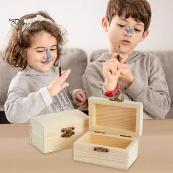 Незаконченная деревянная шкатулка, сундук из сосны своими руками, с запирающейся застежкой, откидной крышкой, шкатулка для хранения ювелирных изделий для друзей семьи Angle head