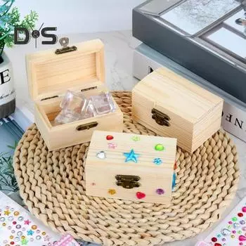 Незаконченная деревянная шкатулка, сундук из сосны своими руками, с запирающейся застежкой, откидной крышкой, шкатулка для хранения ювелирных изделий для друзей семьи Angle head