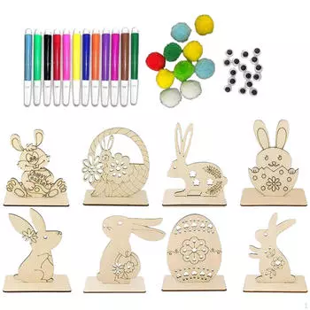 Незаконченное пасхальное яйцо кролика деревянные ломтики орнамент ремесла декор праздничные украшения