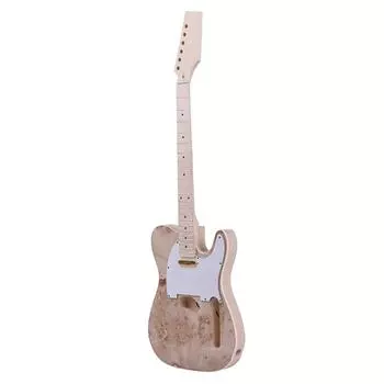 Незаконченный набор для самостоятельного изготовления электрогитары, корпус из липы, поверхность с капом, клен, гриф и накладка на гриф