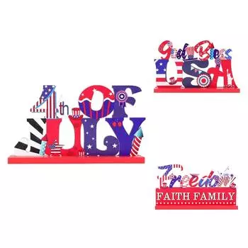 Независимость Надпись Украшение Гном Красное Шасси Фанера Празднование Танец Столешница Спрей Реквизит Фон One Size