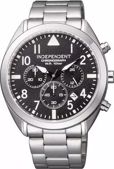 Независимые мужские часы хронограф INDEPENDENT Black Silver BR1-412-53