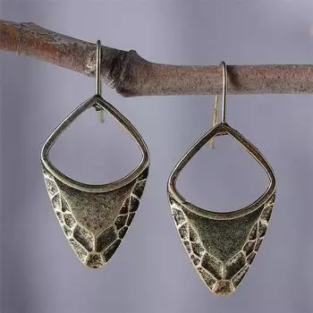 Независимые полые серьги в этническом стиле в стиле ретро, креативные серьги с рисунком бронзового щита