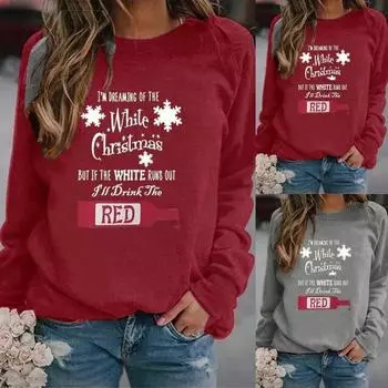 Независимый магазин уличной торговли Европейский рождественский сезон Трансграничный круглый вырез рукава свитер с принтом толстовка S серый