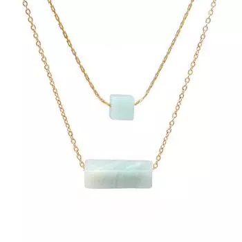 Независимый сайт Новое геометрическое ожерелье из натурального камня для женщин Нишевый дизайн Легкая роскошная двухслойная цепочка из полудрагоценных камней на ключицу