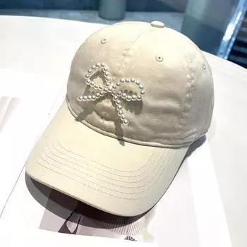 Нежная бейсбольная кепка для девочек, женская повседневная кепка с жемчужным бантом для занятий спортом, в спортзале, в горах, для кемпинга, активного отдыха на свежем воздухе Adjustable