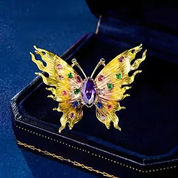 Нежная брошь-бабочка с бриллиантами, эксклюзивный женственный дизайн корсажа из кристаллов, брошь-булавка, аксессуары для костюма