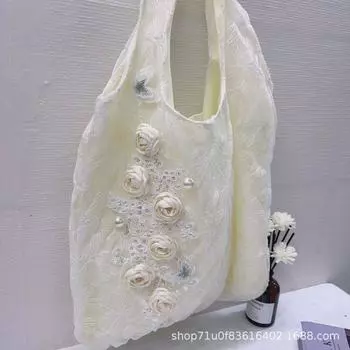 Нежная фея красоты кружевная сумка через плечо корейский стиль холщовая сумка женская студенческая сумка бежевая сумка с цветком