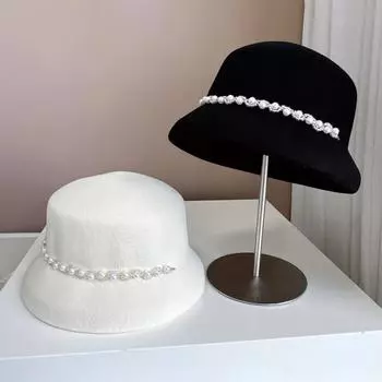 Нежная и элегантная французская шляпка с абажуром и небольшим ароматом, модная блестящая жемчужная цепочка, женская банкетная шляпа-цилиндр M 56-58cm