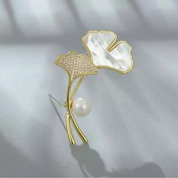Нежная имитация рябчика гинкго билоба брошь женская атмосферная брошь-растение легкая роскошная нишевая брошь высокого класса аксессуары для пиджака