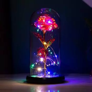 Нежная лампа из искусственных цветов, светодиодная лампа, привлекательная портативная купольная розовая лампа на День Святого Валентина