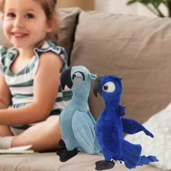 Нежная мультяшная кукла, удобный мягкий синий подарок, полная кукла с попугаем, украшение для дома темно-синий