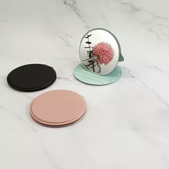 Нежная ПУ настольная подставка для зеркала, однотонное карманное зеркало для макияжа, косметические принадлежности