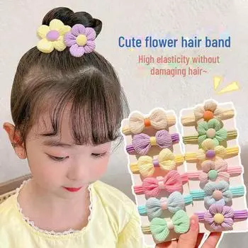 Нежная резинка для волос для девочек - цветочная резинка для хвоста без повреждения волос random 1 piece