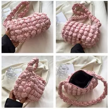 Нежная сумочка Плиссированная сумка-облако Сумка через плечо Сумка подмышкой Однотонная сумка-кошелек Подарок на День святого Валентина День матери белый