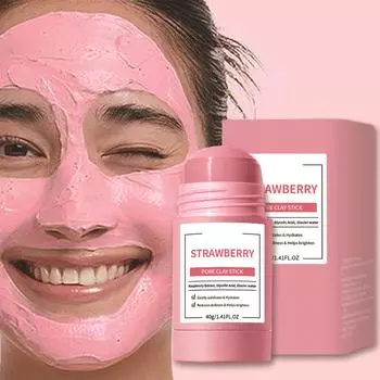 Нежная успокаивающая маска-стик Strawberry Calming, Питательная, Глубоко увлажняющая, Успокаивающая, Глубоко очищающая, Удаление черных точек, Для лица розовый
