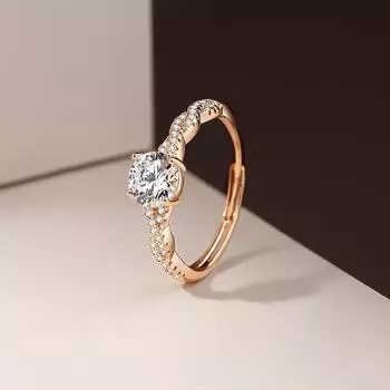 Нежное кольцо с цирконием в виде спирали и креста, женственность, легкость, роскошь, открытое кольцо