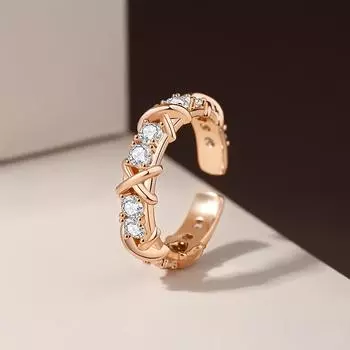 Нежное кольцо с крестом и цирконием, женское, легкое, роскошное, нишевое, геометрическое, открытое кольцо
