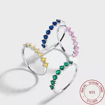 Нежное круглое кольцо с радужным сапфиром и полным бриллиантом для женщин, 100% серебро S925, подарок на годовщину, ювелирные изделия 6 зелёный