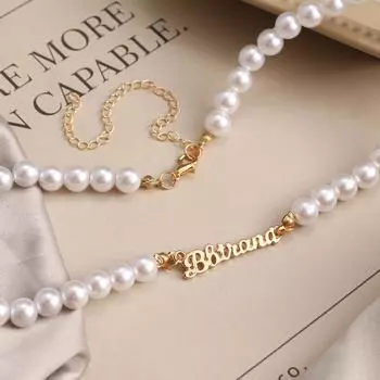 Нежное модное ретро ожерелье с жемчугом и английским алфавитом OT, ожерелье с пряжкой, женское геометрическое ожерелье на ключице, цепочка в стиле панк, бисерная цепочка, ювелирные изделия