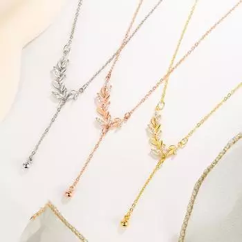 Нежное ожерелье-цепочка с бахромой из листьев и колосков, женская корейская версия ожерелья с колосом пшеницы в стиле Мори