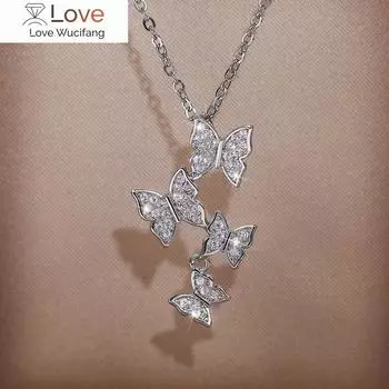 Нежное ожерелье с подвеской в виде бабочки, эстетичные женские украшения для свадьбы, помолвки, вечеринки, аксессуары, подарок высокого качества 45cm