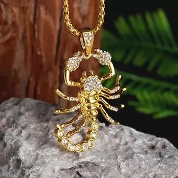 Нежное ожерелье с подвеской в виде ядовитого скорпиона из циркония золотого цвета для женщин, хип-хоп, рок-вечеринка, ювелирные изделия в подарок