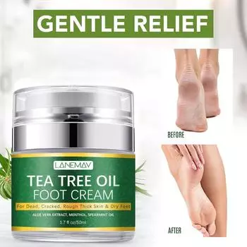 Нежное средство для раздраженной кожи. Увлажняет и смягчает потрескавшиеся пятки. Успокаивает мозоли. Крем для ног «Чайное дерево». 50ml