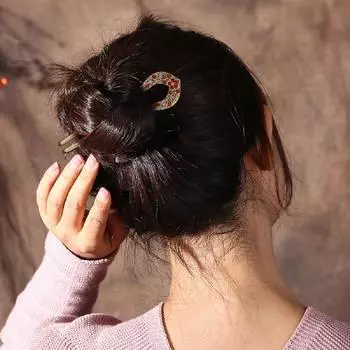 Нежные античные женские заколки-цветы со стразами U-образной формы, аксессуары для волос разноцветный