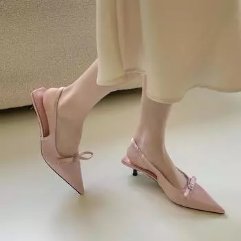 Нежные балетки, розовые банты, сандалии Мэри Джейн, женские пустые полусумки на голову 35