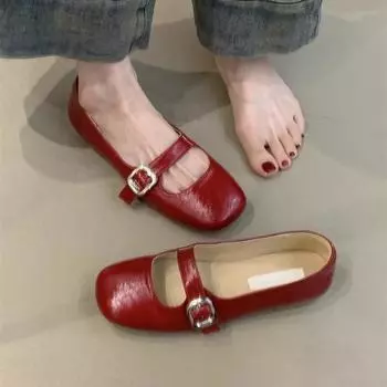 Нежные балетки «Сказка» 2025 года, новые французские туфли «Мэри Джейн» с квадратным носком и неглубоким горлом, синие 35 чёрный