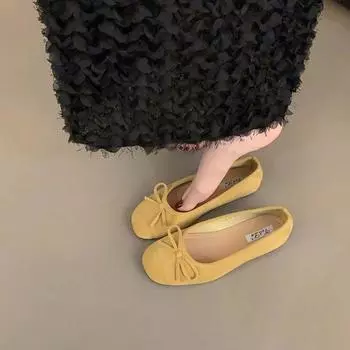 Нежные балетки женские туфли на плоской подошве французские конфеты мягкая подошва серебристые новые китайские красные туфли осенние маленькие ароматные ветряные женские туфли 35 красный