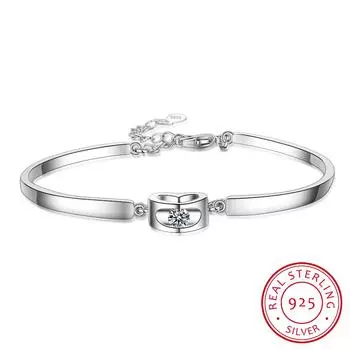 Нежные браслеты в форме сердца из стерлингового серебра 925 пробы AAA+ Crystal Love для женщин, подарок на день святого Валентина, свадьбу, вечеринку, ювелирные украшения, подарок