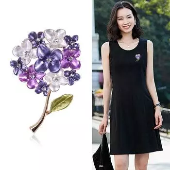 Нежные цветочные броши Кристалл Эмаль Брошь Булавки Ювелирные аксессуары Подарки 50x33mm фиолетовый