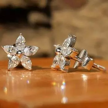Нежные цветочные серьги женские стерлингового серебра 925 пробы топаз драгоценный камень серьги-гвоздики вечерние помолвка подарки на годовщину ювелирные изделия белый