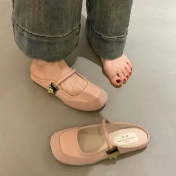 Нежные феи ветер полутапочки женские весна 2024 новые французские элегантные нишевые с юбкой мягкая подошва вечерние туфли 35 розовый