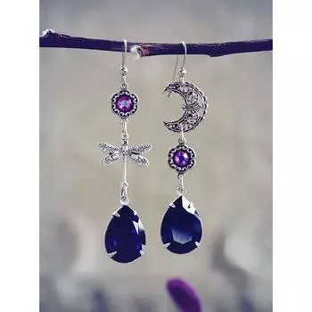 Нежные голубые капли воды, бабочки и луны, женские серьги в европейском и американском стиле, темпераментные, серебряного цвета серебряный